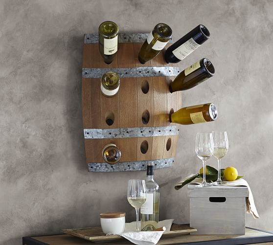 Pottery Barn Wine Barrel Rack 24 Natural Wood Galvanized Metal Wall Pottery Barn Wine Barrel Rack 24 Natural Wood Galvanized Metal Wall Mount Nib