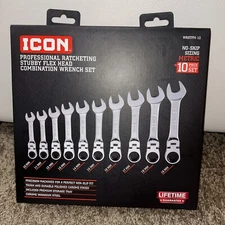 Icon Metric Professional Stubby Flex Head Ratcheting Wrench Set 57492