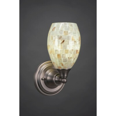 Toltec Lighting Wall Sconce, Brushed Nickel, 5'' Seashell Glass - 40-BN-406