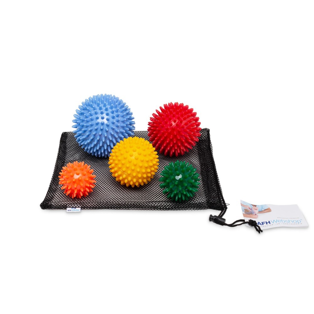 Massagebälle 5er Set (weich+fest) im Netzbeutel | Igelbälle | Sparset