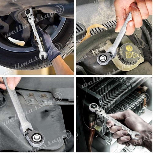 12x Metric 8-19mm Flexible Head Ratcheting Spanner Gear Ratchet Wrench CrV Set - Picture 12 of 12