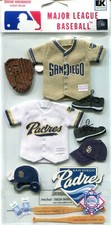 San Diego PADRES 3D baseball scrapbook stickers - uniform - MLB licensed RARE