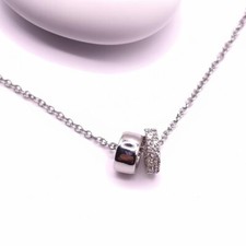 Silver Polished Ring & Pave Crystal Ring Necklace Adjustable Cable Chain Gift UK