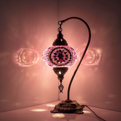 Türkisch Marokkanische Mosaiklampe Handarbeit Tiffany Bunt Glas Schreibtischleuchte & Glühbirne-L