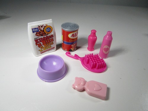 Mattel Barbie Pet Shop White 3 Puppy Dog & Food Doll House Mini - Picture 9 of 9