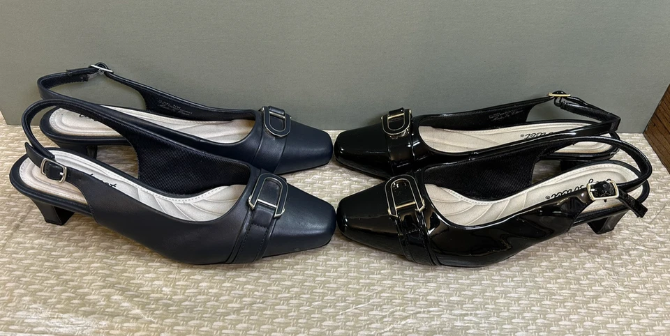 Women’s Shoes Easy Street Connie Slingback Pumps Black & Navy Sz 7.5W Lot of (2) - Image 4 of 4
