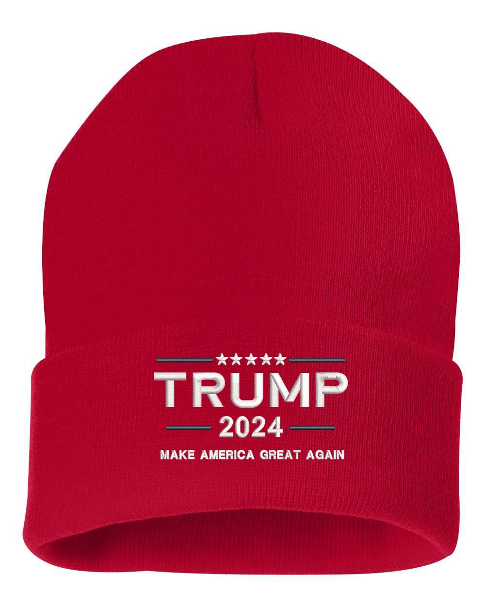 Trump Make America Great Again 2024 Cuffed Knit Hat Red