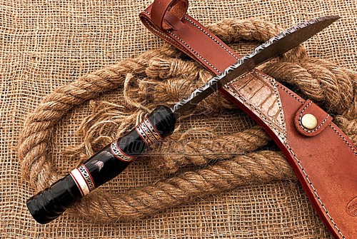 HUNTEX Handmade Damascus Blade 38 cm Long Buffalo Horn Handle Exotic Kukri Knife - Picture 5 of 7