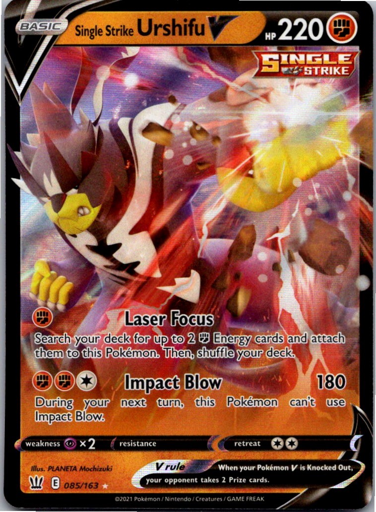Single Strike Urshifu V 085/163 Holo V Rare Battle Styles Pokemon Near Mint