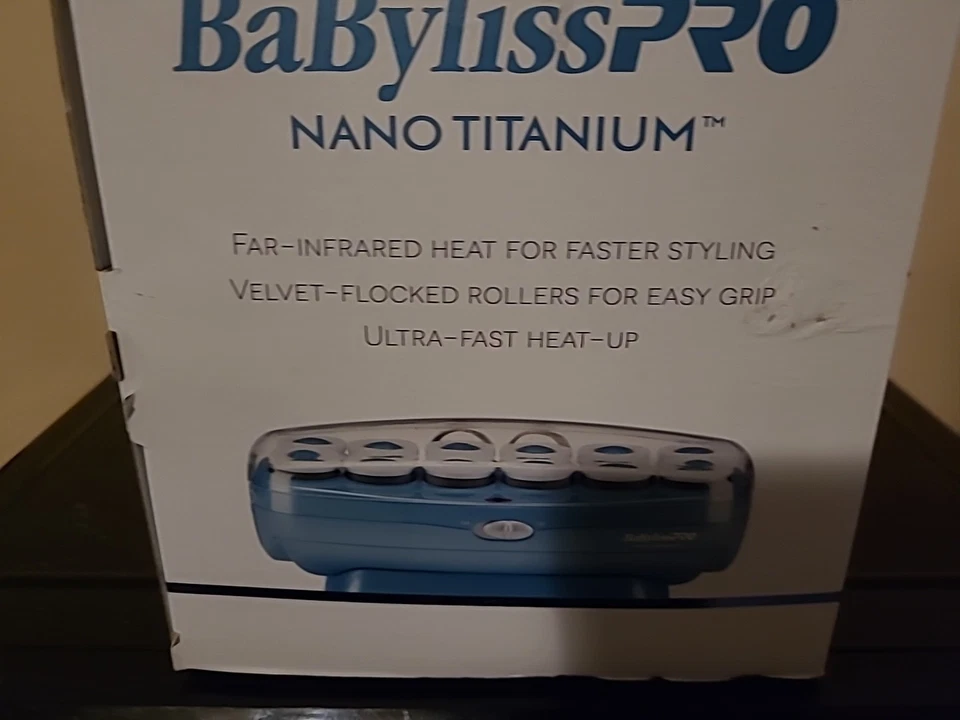 BaBylissPRO Nano Titanio Azul Blanco Profesional 12 Jumbo Hot Rollers Foto 4 de 4