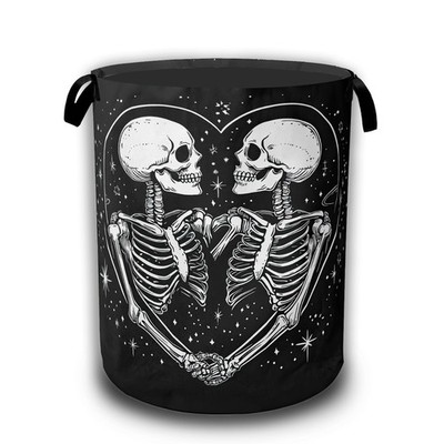 Halloween Funny Skeleton Laundry Basket,Waterproof Foldable Cute Skull Heart ...