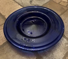Large Rare Handmade Vintage Cobalt Blue Glass Tray Bowl Possibly Italian 1960es