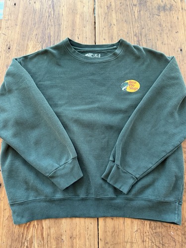 Bass Pro Shops Crewneck Sweatshirt Size XL Oversized Green Faded - Picture 2 of 9