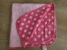 CARTER'S CHILD OF MINE Polka Dots TEDDY BEAR BABY BLANKET Pink Baby Cotton