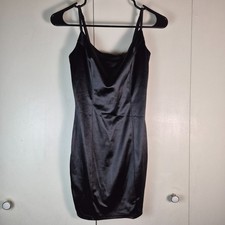 Fashion Nova Women’s Black Satin Silk Mini Dress Small S LBD Little Black Dress