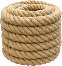 Natural Jute Rope 2 Inch X 50 Feet Thick Hemp Rope Twisted Manila for Deck Rai