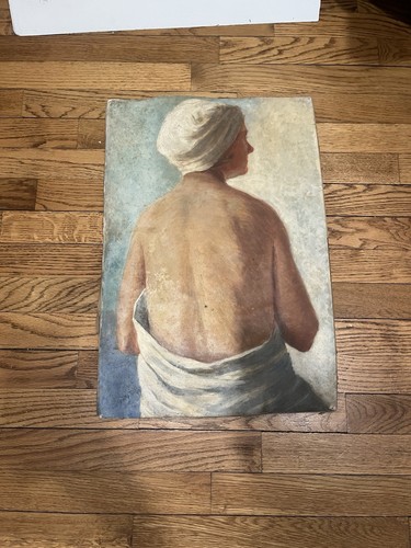 Antique Oil? Painting on Paper 1931 Brazilian Artist Edwiges Jacobusich- Woman - Picture 1 of 22