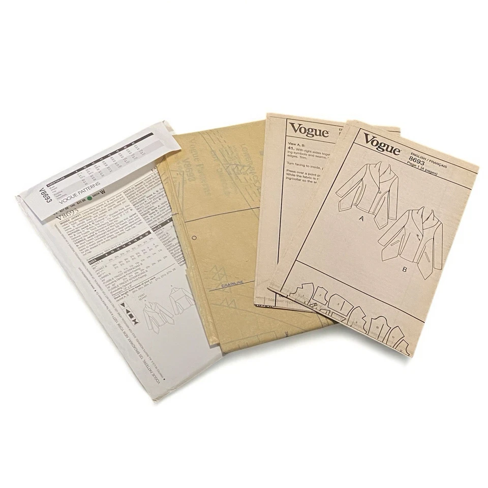 VOGUE 8693 Marcy Tilton SHAWL Collar Jacket SEWING Pattern SIZE 8 10 12 14 UNCUT - Image 2 of 4