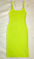 Zara Green Solid Bodycon Knit Midi Dress Square Neck Strappy Sleeveless M