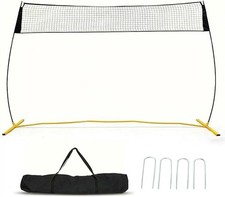 Portable Volleyball Net Set 7.4-8ft Adjustable Height 12ft Fiberglass Frame