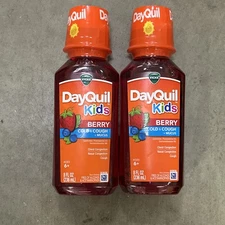 Two 8oz Ea Lot Kids Berry Vicks DayQuil COLD FLU Mucus. EXP 07/2026