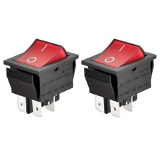 2PCS DPST Rocker Switch ON Off Red Light 16A 250VAC 4 Terminal