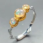 Fine Art Jewelry Natural Opal Ring 925 Sterling Silver Size 7.75 /R466934
