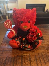 Build-A-Bear Red Roses Bear Plush w/ Box I Love You Bouquet Valentine  s Day