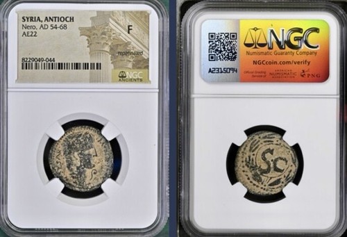 Emperor Nero 54-68AD Provincial Roman Rule NGC Genuine Ancient Coin Scarce SC