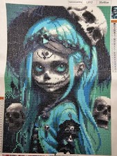 Sugar Skull Girl w Blue Eyes Hair 5D Diamond Full Drill Dot Gem Art Kit Skulls 