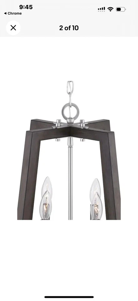 "Nuevo 16""W Iluminación de progreso Forrester Madera de teca Níquel satinado Linterna Colgante Luz" Foto 3 de 4