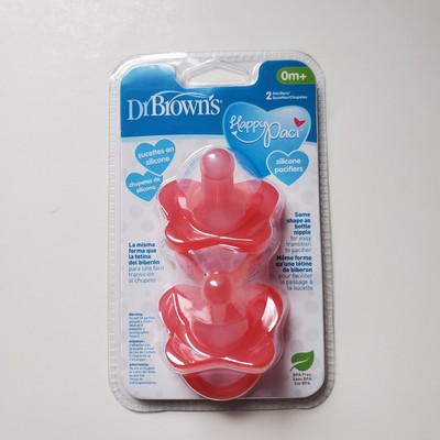 2 Pack Dr. Brown s HappyPaci Silicone Pacifier Pink / Red 0m+ **Package**