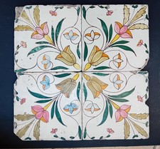 Quartina riggiole dell'800 Fabbrica Delle Donne Napoli, in maiolica smaltata