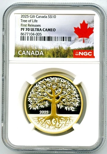 2025 $10 CANADA GOLD PLATED SILVER NGC PF70 UCAM TREE OF LIFE - FIRST RELEASES