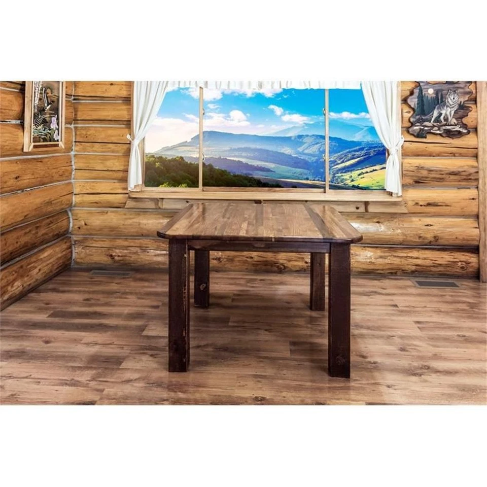 Montana Woodworks Homestead Square 4 Post Solid Wood Dining Table in Brown - Image 2 of 3