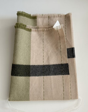 Alpaca Collections Gaia Throw Baby Alpaca Plaid Throw Blanket 71x51 Beige/Green