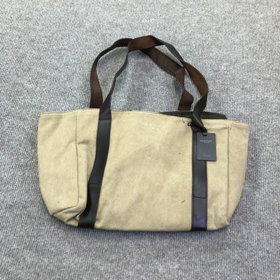 Gant Woman GNH Canvas Tote Bag Dark Khaki Brown Cotton Shoulder Handbag Purse