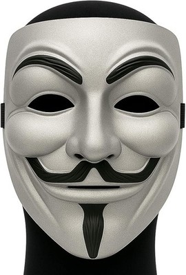Silver Guy Fawkes V for Vendetta Inspired Costume Anonymous Hacker Mask (Matte)