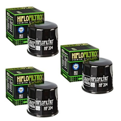 Hiflofiltro 3 Pack Oil Filter HF204 Black Honda Kawasaki Suzuki Triumph Yamaha