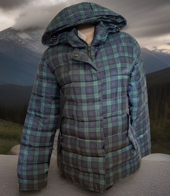 Steppjacke Winter Jacke mit Kapuze Flashlights In Gr 38 Grün Karo mit Etikett