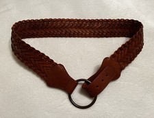 NWOT The Gap Ladies Adjustable Leather Woven Braided Belt Brass Buckle Bohemian