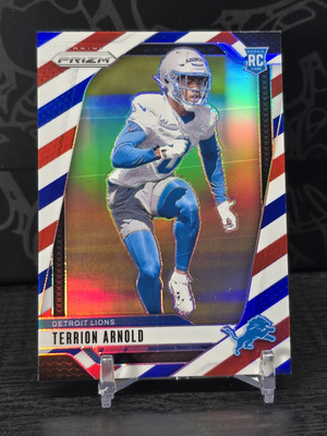 Terrion Arnold 2024 Panini Prizm #389 Red White and Blue Detroit Lions RC