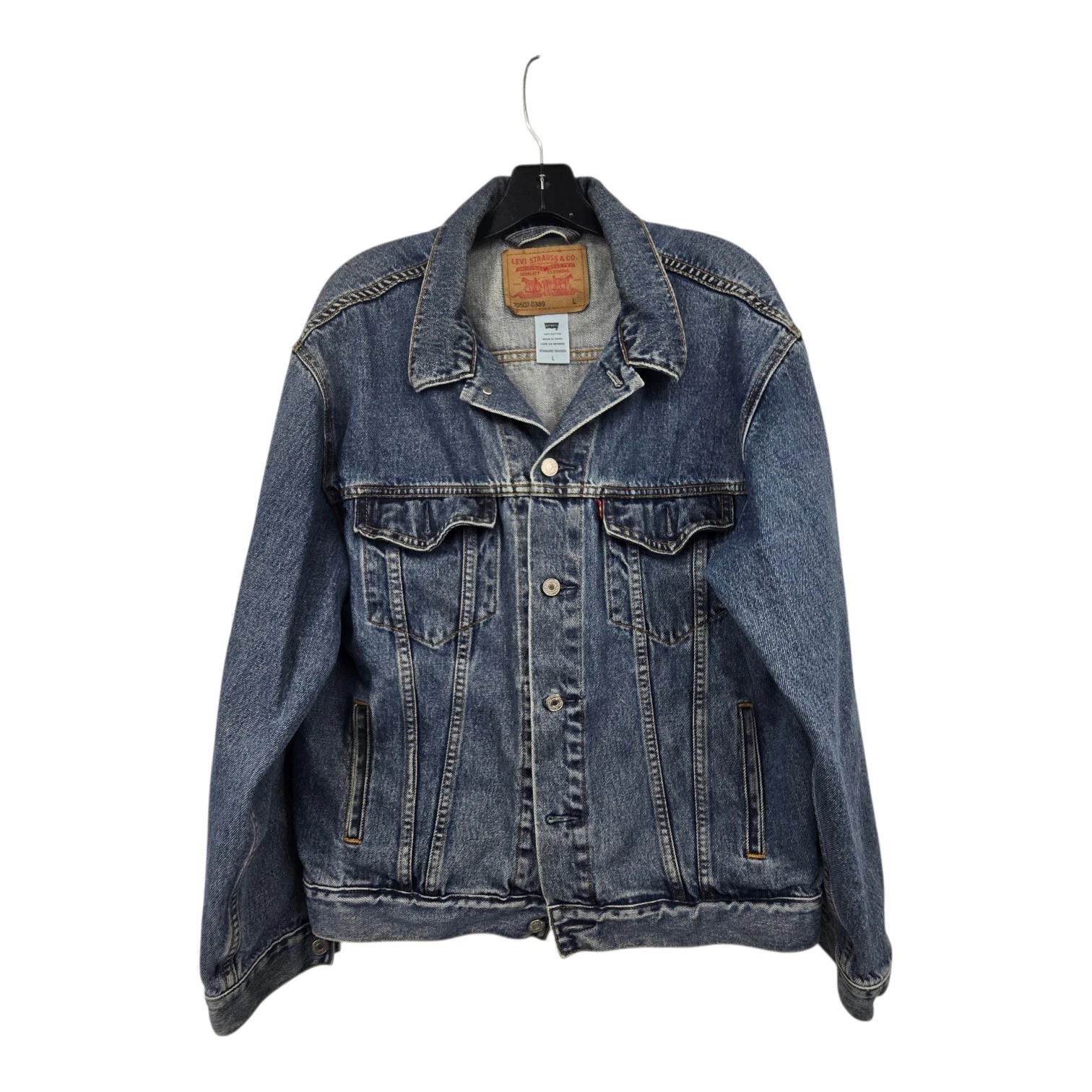 Levi's Standard Denim Trucker Jacket Men LG Jean Jacket 70507-0389 Western Blue