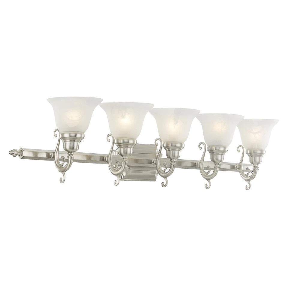 Luz de tocador de baño Livex Lighting 1285S níquel French Regency 5 luces Foto 3 de 4