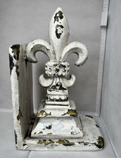 Heavy Cast Iron Fleur de Lis Bookend Distress...