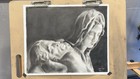 Pietà Bust Study Charcoal Drawing, 14 x 17 in
