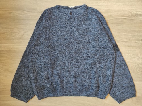 Emporio Armani AW 85/86 Archive Wool Blue Chunky Knitted Boatneck Sweater 52 XL - Foto 4 di 13