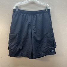 LL Bean M Mens Large Black Swim Trunks Board Mesh Lined Pull On Stretch Outdoors