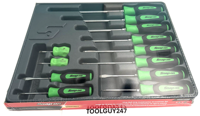 #ad SNAP ON TOOLS USA SGDX120B G 12pc GREEN Soft Grip Combo Screwdriver Set NEW $389.95