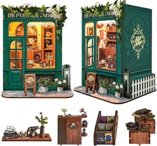 Book Nook Kit - DIY Miniature Dollhouse Booknook Kit, 3D Wooden Puzzle with Led